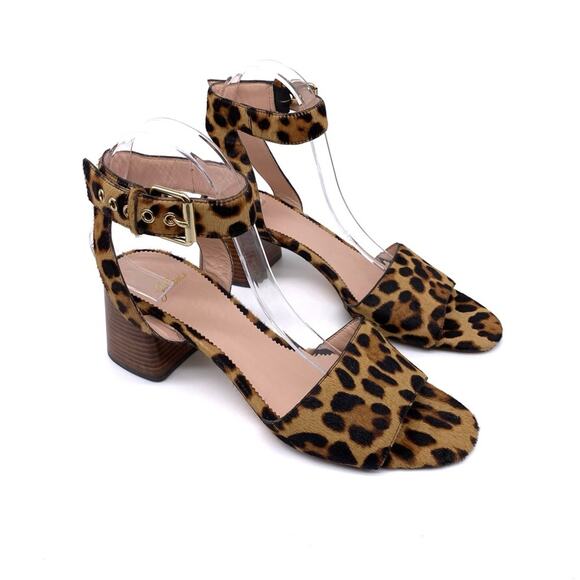 J. CREW Penny Ankle Strap Sandals in Leopard Calf Hair 9 - Picture 5 of 14